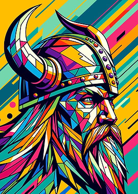 Viking Warrior Portrait wpap colorful