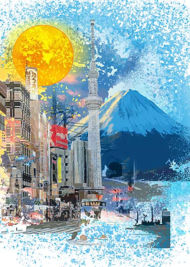 Tokyo Skyline with Mount Fuji