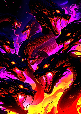 Fiery Dragon Heads