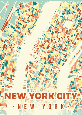 Colorful New York City Map