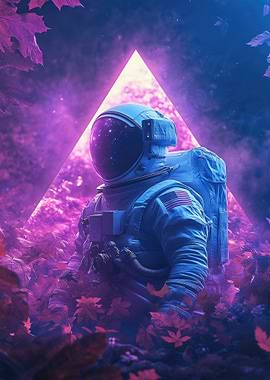 Astronaut In Neon Forest