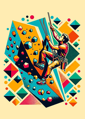 Rock Climbing wpap colorful pop art