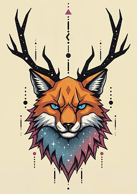 Beautiful Fox with Antlers