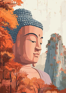 Buddha Statue in Autumn