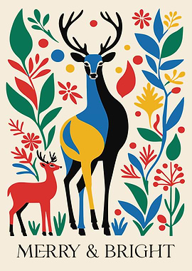 Merry &amp; Bright Deer Print
