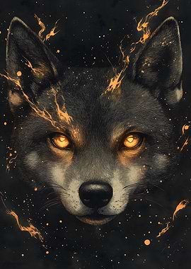Fiery Wolf Portrait