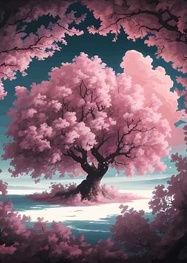 Pink Sakura Tree Landscape