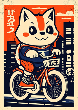 Cute Fox on Bike