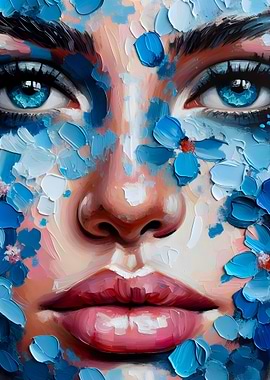 Blue Floral Print Portrait