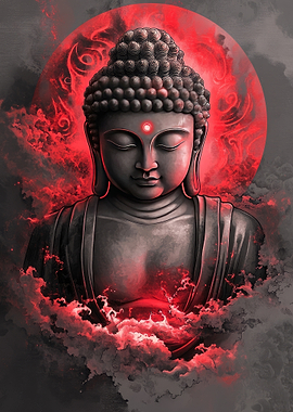 Buddha In Red Clouds