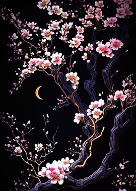 Cherry Blossom Tree Night