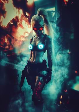 Electric Cyberpunk Female Warrior