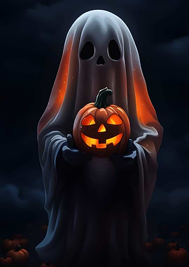 Ghost Holding Jack-o'-Lantern