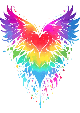 Rainbow Heart Wings