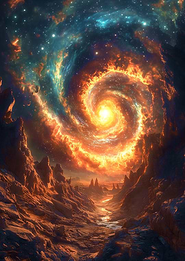 Fiery Galaxy Cosmic Fire space