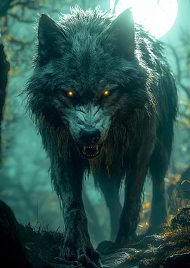 Wolf with Glowing Eyes