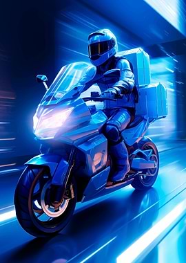 Blue Motorcycle Rider