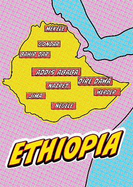 Ethiopia Map Pop Art