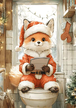 Cute Fox in Santa Suit
