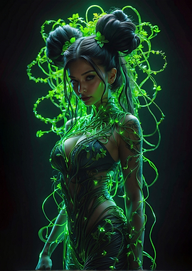 Woman in Green Vine Costume