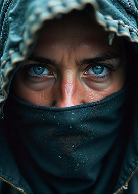 Intense Blue Eyes Icy Winterstorm