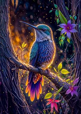 Hummingbird in a Forest