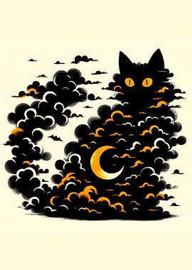 Black Cat in Clouds
