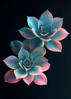 Succulent Flowers on Black