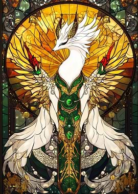 Celestial Kitsune: Stained Glass Elegance