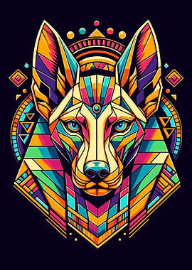 Anubis Geometric Art colorful