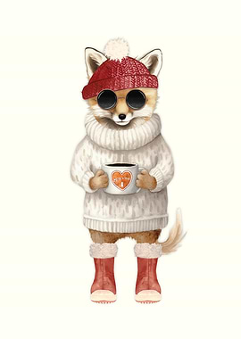 Fox in Winter Outfit