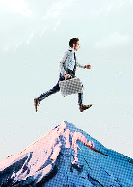 Businessman Leaping to Success