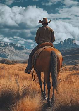 Cowboy Riding Horse