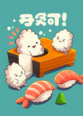 Cute Sushi Taking a Soy Sauce Bath