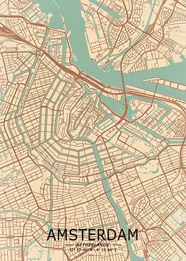 Amsterdam Vintage Map