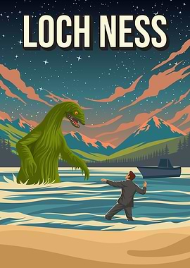 Loch Ness Monster Cryptid Travel Poster