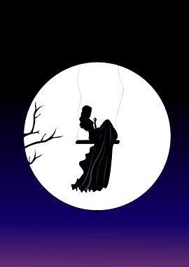 Silhouette of Woman on Swing