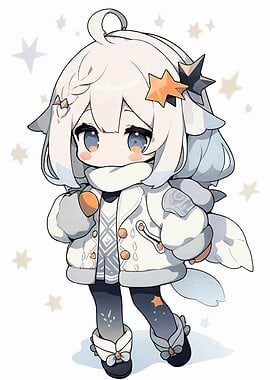 Chibi Anime Girl with Stars
