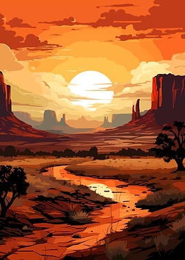 Sunset Desert Landscape