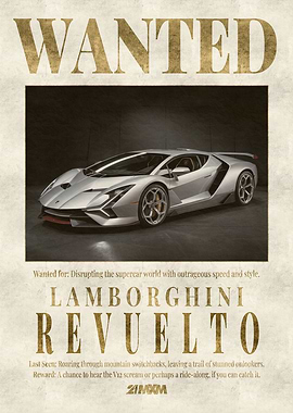Lamborghini Revuelto Wanted Poster