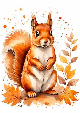 Cute Squirrel Watercolor