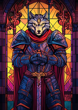 Wolf Knight Stained Glass