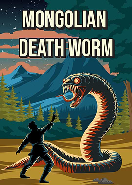 Mongolian Death Worm Cryptid Travel Poster