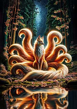 Nine-Tailed Fox in Forest