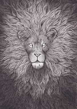 Lion Portrait Dotwork Pointillism