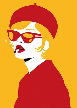 Lady in the Red Hat Red &amp; Yellow Fashion