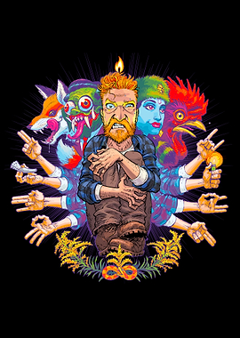 Man Surrounded by Creatures