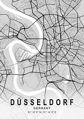 Düsseldorf Light City Map