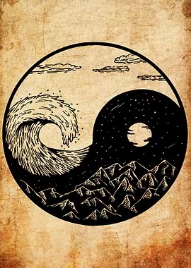 Yin Yang Wave &amp; Mountains