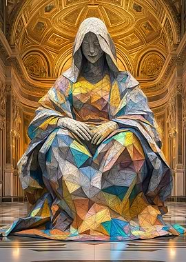 Geometric Virgin Mary Sculpture
